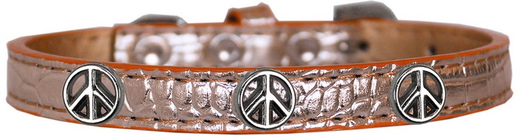 Peace Sign Widget Croc Dog Collar Copper Size 16